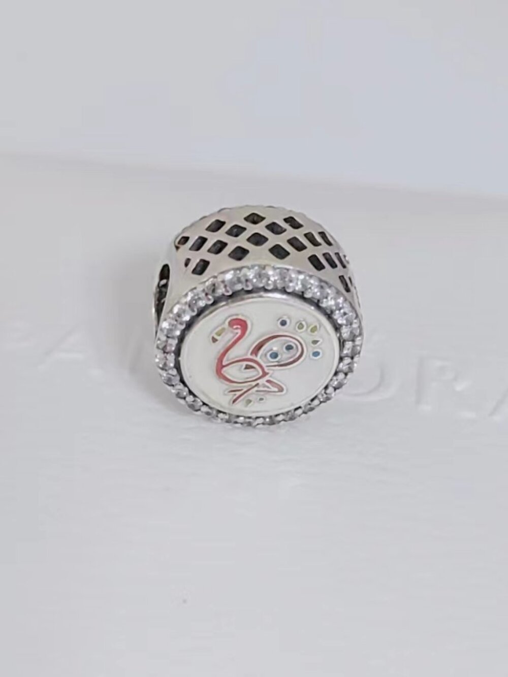 Pandora Nassau Logo Flamingo Charm Bead S925 Silver with box - Picture 2 of 5